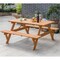 Gardenised Outdoor Wooden Patio Deck Garden 6-Person Picnic Table, for Backyard, Garden, Stained QI004434.ST - alternate 5